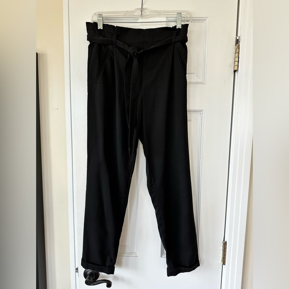 Zara high-rise tie waist pants